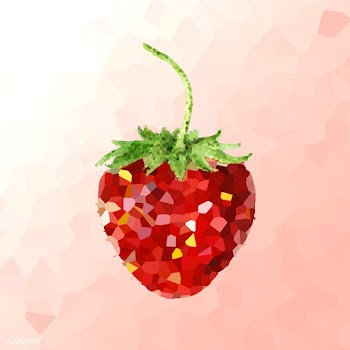 Red strawberry on a pink background crystallized style illustration | Free  illustration - 2341166