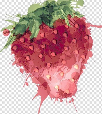 Red strawberry painting, Watercolor painting Poster Printmaking Lemon, Ink jet painted red strawberries transparent background PNG clipart