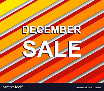 Red striped sale poster with DECEMBE SALE text vector image