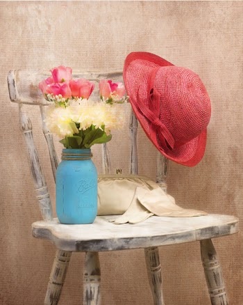 Red Summer Hat on Gray Wooden Chair