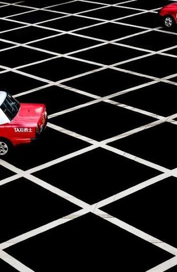 red taxi car