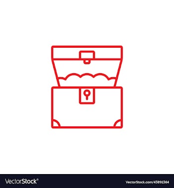 red treasure chest line icon
