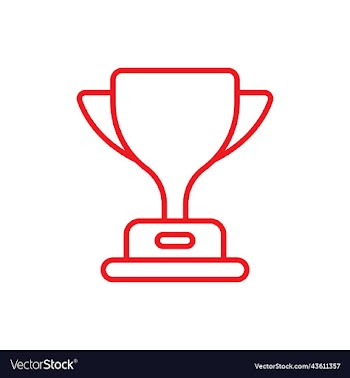 red trophy cup line icon