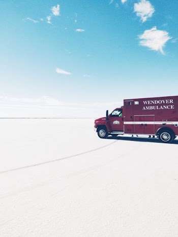 red truck on road