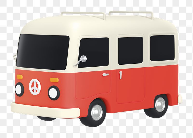 Red van png sticker, 3D | Free PNG - rawpixel