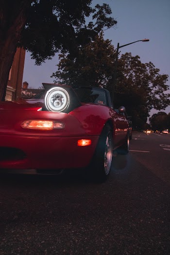 Red Vehicle during Nightime