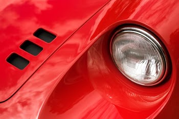 red vehicle headlight