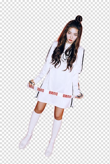 Red Velvet, woman wearing white long-sleeved dress holding banner transparent background PNG clipart
