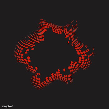Red wavy halftone badge on black background v.. | Free stock vector - 542555
