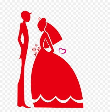 Red wedding dress silhouette vector 