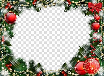 Red, white, and green baubles decor , Christmas ornament Christmas tree, Fantasy Christmas Frame transparent background PNG clipart