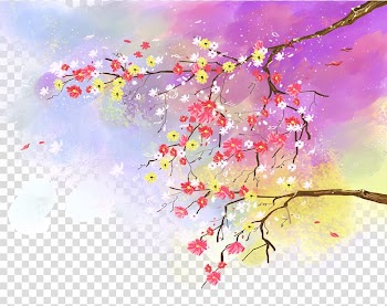 Red, white, and yellow floral painting, Flower Poster Watercolor painting Ink wash painting, Watercolor flowers transparent background PNG clipart