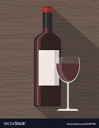 Red wine bottle and wine glass vector image