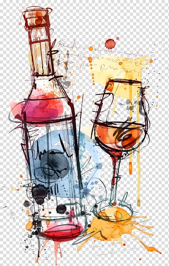 Red Wine Bottle Rosé , Watercolor wine glass and bottle Pino, liquor bottle and wine glass artwork transparent background PNG clipart