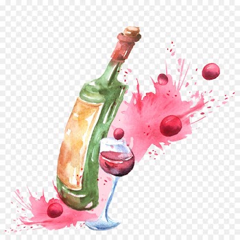 Red Wine Champagne Wine cocktail Watercolor painting - Watercolour wine bottles and wine glasses 