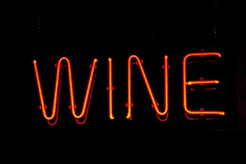 Red Wine Led Signage With Black Background