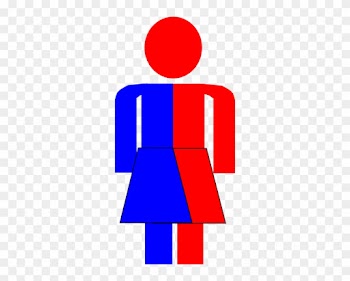 Red Woman Stick Figure Clipart - Half Boy Half Girl Clipart