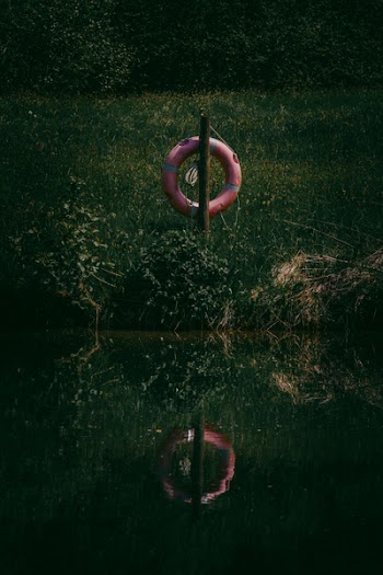 Red Wooden Float on Swamp