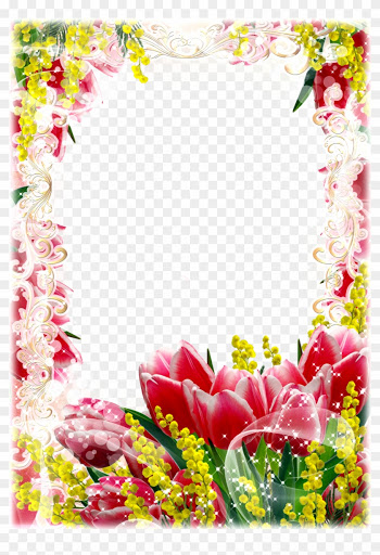 Red Yellow Flower Frame Png - Flower Frames Png Free Hd
