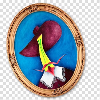 Red, yellow, white, and green painting with oval brown wooden frame, oval, Dutch man transparent background PNG clipart