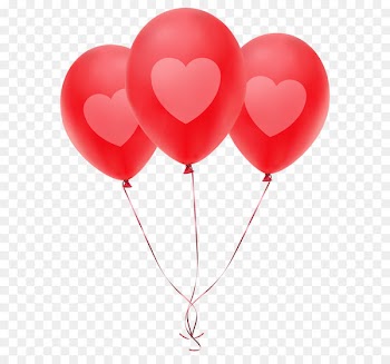 RedBalloon - Red Balloons with Heart Transparent PNG Clip Art Image 