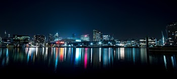 Reflection of Building Lights on Body of Water