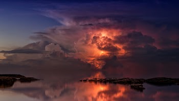 Reflection of Clouds on Body of Water