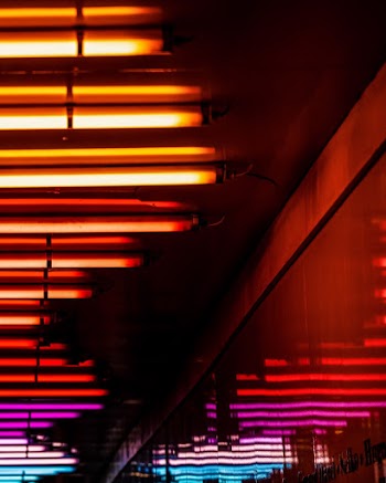 Reflection of Colorful Lights on the Wall