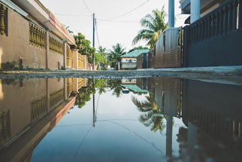 Reflection of Street in Puddle