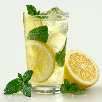 Refreshing Cold Lemonade with Mint and Ice