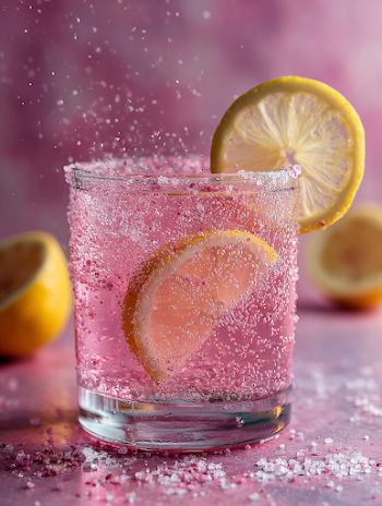 Refreshing Pink Lemonade in Glass with Salt
