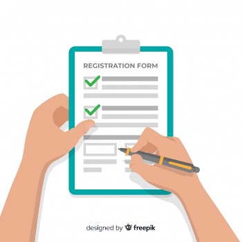 Registration form template with flat design