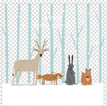 Reindeer Animal Winter, Small animals on the snow transparent background PNG clipart