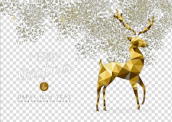 Reindeer Christmas Geometry, Golden Christmas reindeer transparent background PNG clipart