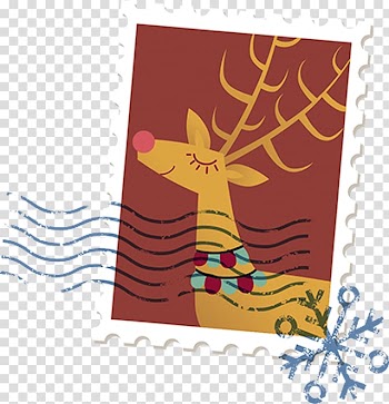 Reindeer Christmas Postage Stamps, Christmas Stamps transparent background PNG clipart