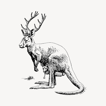 Reindeer collage element, drawing illustration | Free Vector - rawpixel