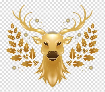 Reindeer, Golden Christmas reindeer transparent background PNG clipart