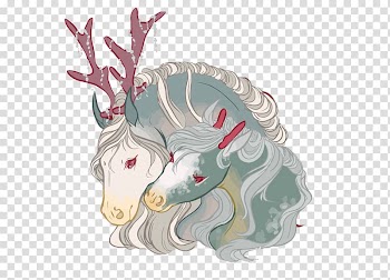 Reindeer Horse Watercolor painting, Antlers Horse transparent background PNG clipart