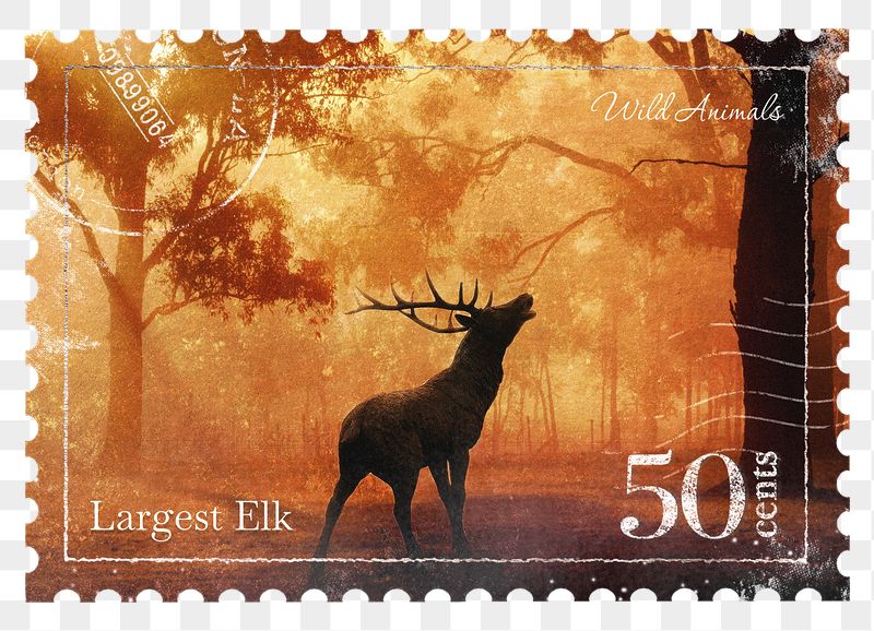 Reindeer png post stamp sticker, | Free PNG - rawpixel
