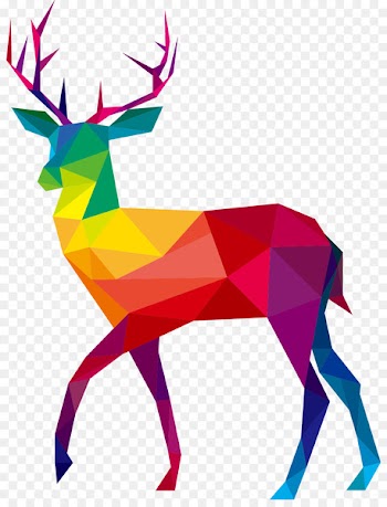 Reindeer Polygon Illustration - Colorful deer 