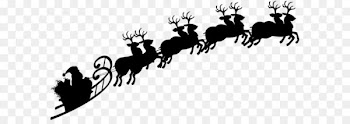 Reindeer Santa Claus Silhouette Sled Clip art - Santa Sleigh Silhouette PNG Clipart Image 