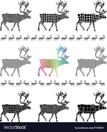 Reindeer silhouette mosaic set vector image