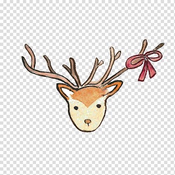 Reindeer Watercolor painting , Hand painted color lead painting animal deer transparent background PNG clipart