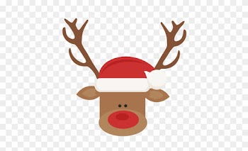 Reindeer With Santa Hat Svg Cutting Files For Scrapbooking - Reindeer With Santa Hat