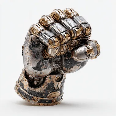 Reinforced Titanium Cybernetic Fist for Enhanced Combat