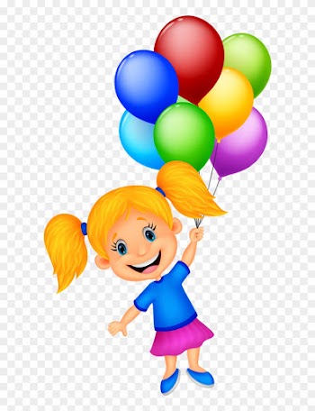 Related Children With Balloons Clipart - Girl With Balloons Clipart