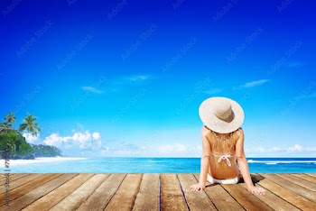Relaxation Beach Woman Vacation Outdoors Seascape Concept