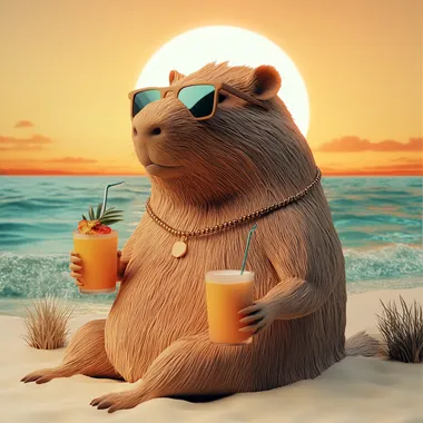 Relaxed Capybara on the Beach Relaxed Capybara on the Beach