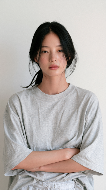 Relaxed Korean Woman at Home