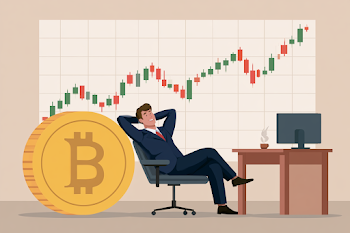 Relaxed Male Trader with Cryptocurrency Coin